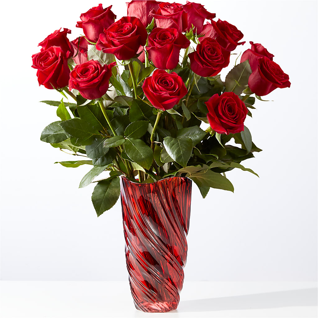 Classic Love Red Rose Bouquet with Luxe Swirl Vase – XINAI'S FLOWERS, Chowchilla CA