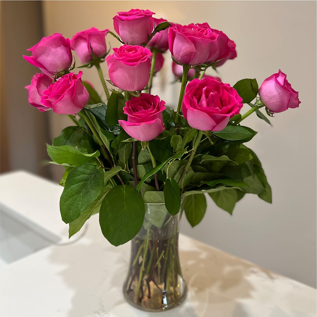 Long Stem Pink Rose Bouquet – XINAI'S FLOWERS, Chowchilla CA