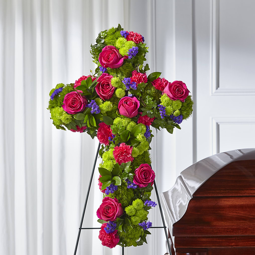 Tribute Rose Floral Cross – XINAI'S FLOWERS, Chowchilla CA