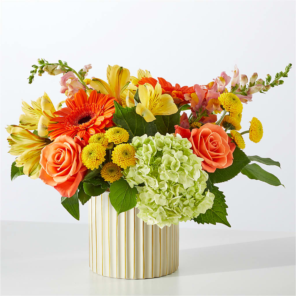 Autumn Sunshine Bouquet with Ivory Vase – XINAI'S FLOWERS, Chowchilla CA