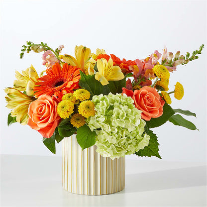 Autumn Sunshine Bouquet with Ivory Vase – XINAI'S FLOWERS, Chowchilla CA
