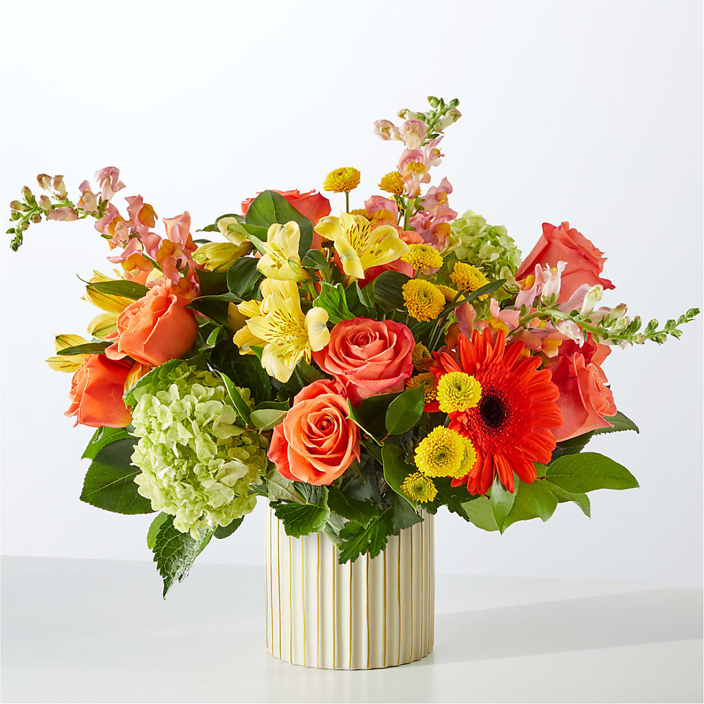 Autumn Sunshine Bouquet with Ivory Vase – XINAI'S FLOWERS, Chowchilla CA