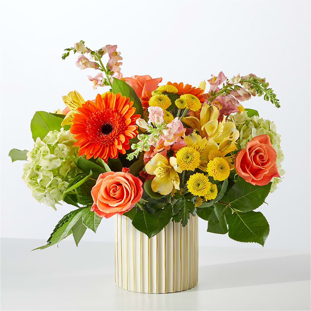 Autumn Sunshine Bouquet with Ivory Vase – XINAI'S FLOWERS, Chowchilla CA