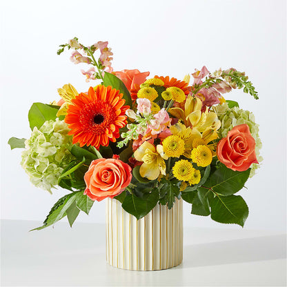 Autumn Sunshine Bouquet with Ivory Vase – XINAI'S FLOWERS, Chowchilla CA