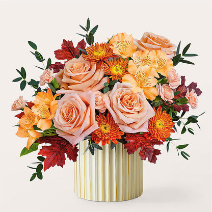 Spiced Latte Bouquet with Ivory Vase – XINAI'S FLOWERS, Chowchilla CA