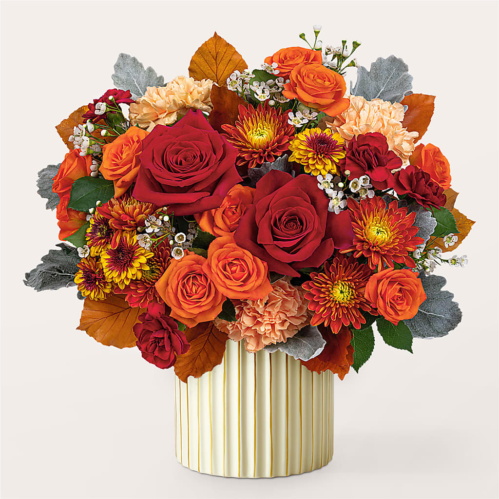 Merlot Bouquet with Ivory Vase – XINAI'S FLOWERS, Chowchilla CA