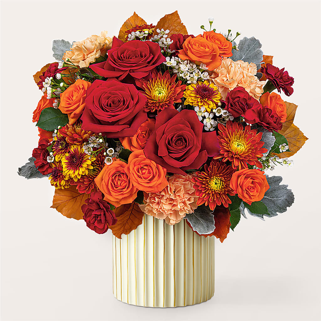 Merlot Bouquet with Ivory Vase – XINAI'S FLOWERS, Chowchilla CA
