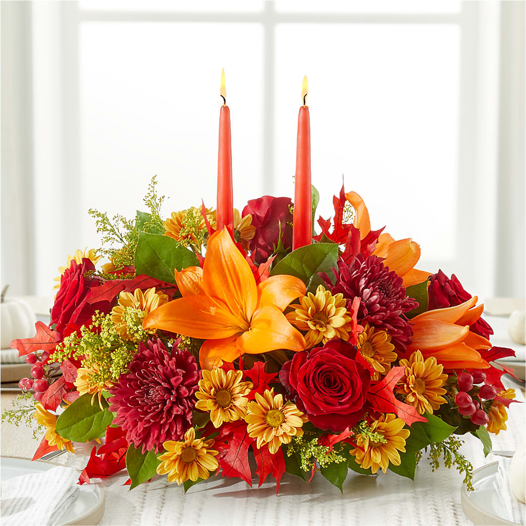 Autumn's Embrace Centerpiece – XINAI'S FLOWERS, Chowchilla CA