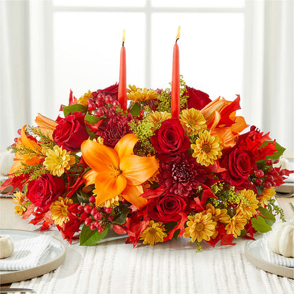Autumn's Embrace Centerpiece – XINAI'S FLOWERS, Chowchilla CA