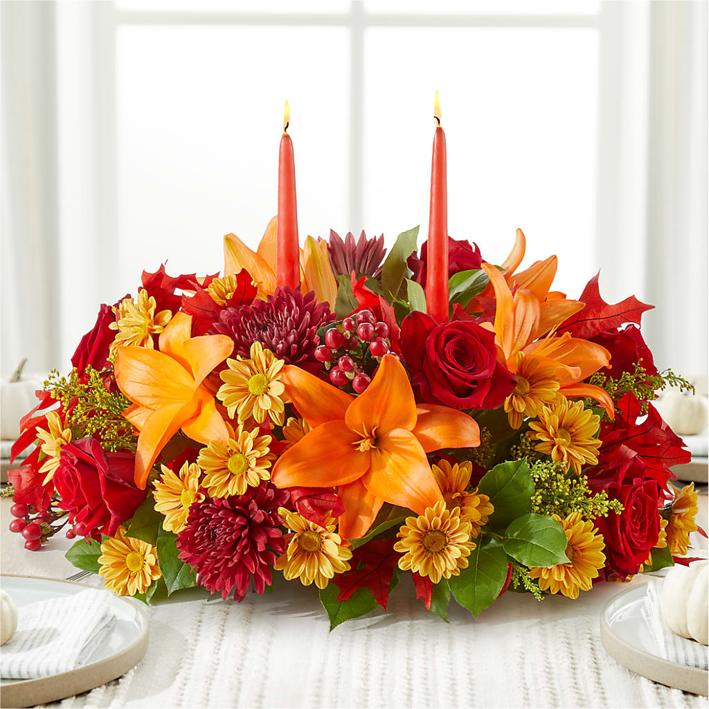 Autumn's Embrace Centerpiece – XINAI'S FLOWERS, Chowchilla CA