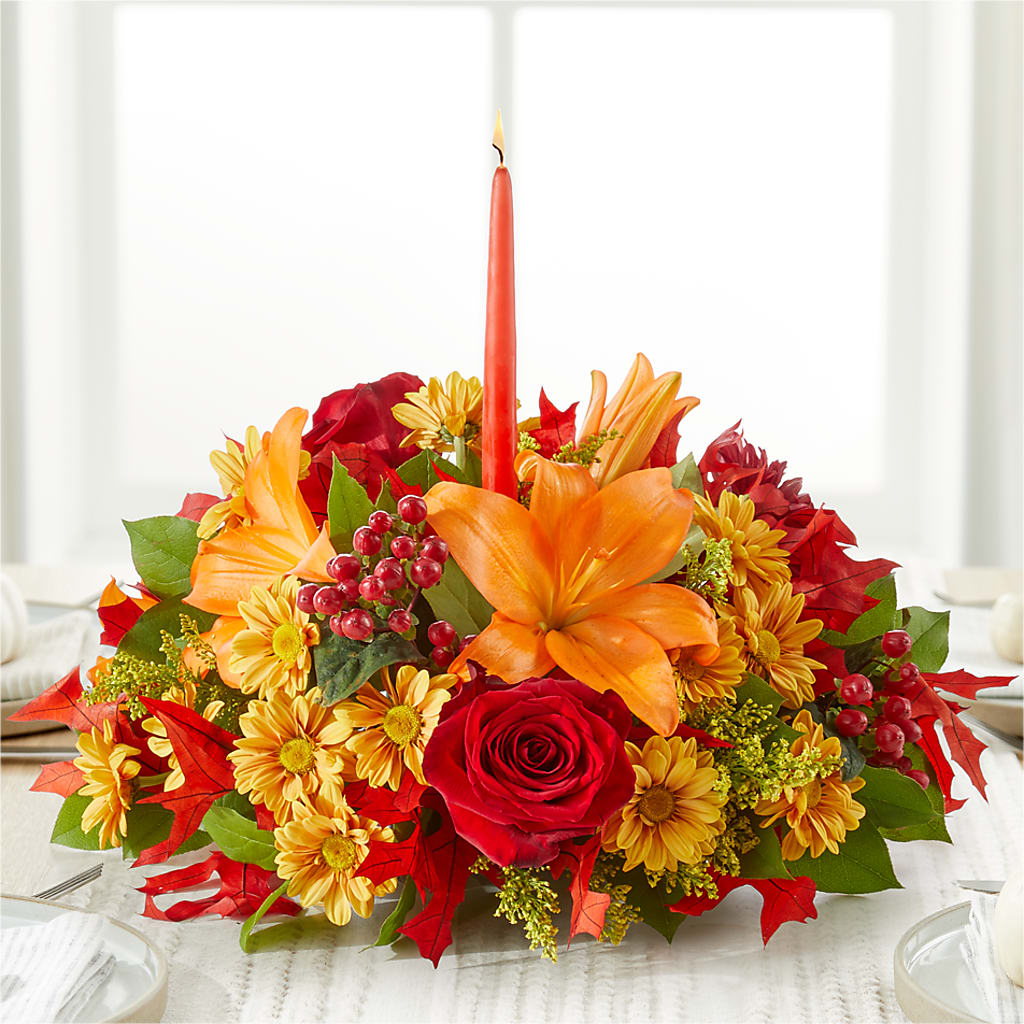 Autumn's Embrace Centerpiece – XINAI'S FLOWERS, Chowchilla CA